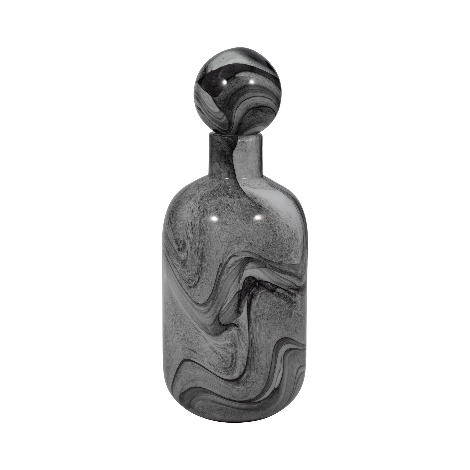 16" Katrina Swirl Lidded Bottle - Gray