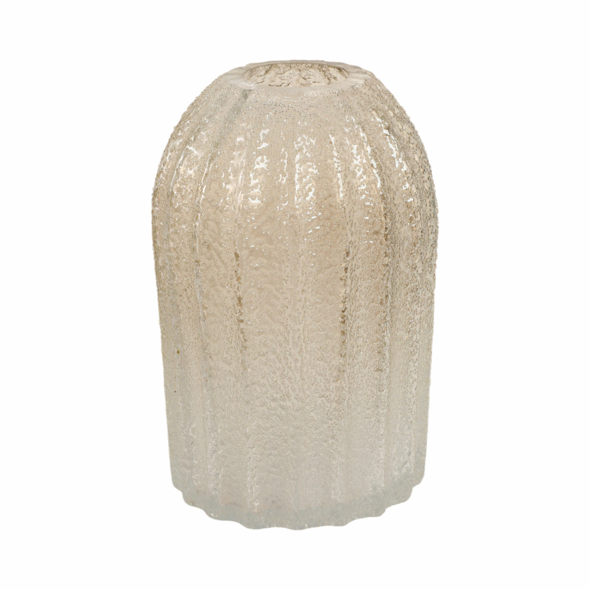 9" Caviar Medium Artisan Blown Glass Vase - Beige