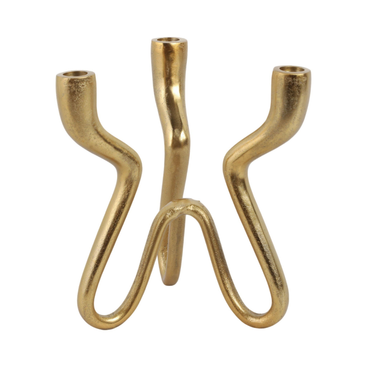 10" x 9" Loopy 3-Taper Holder - Gold