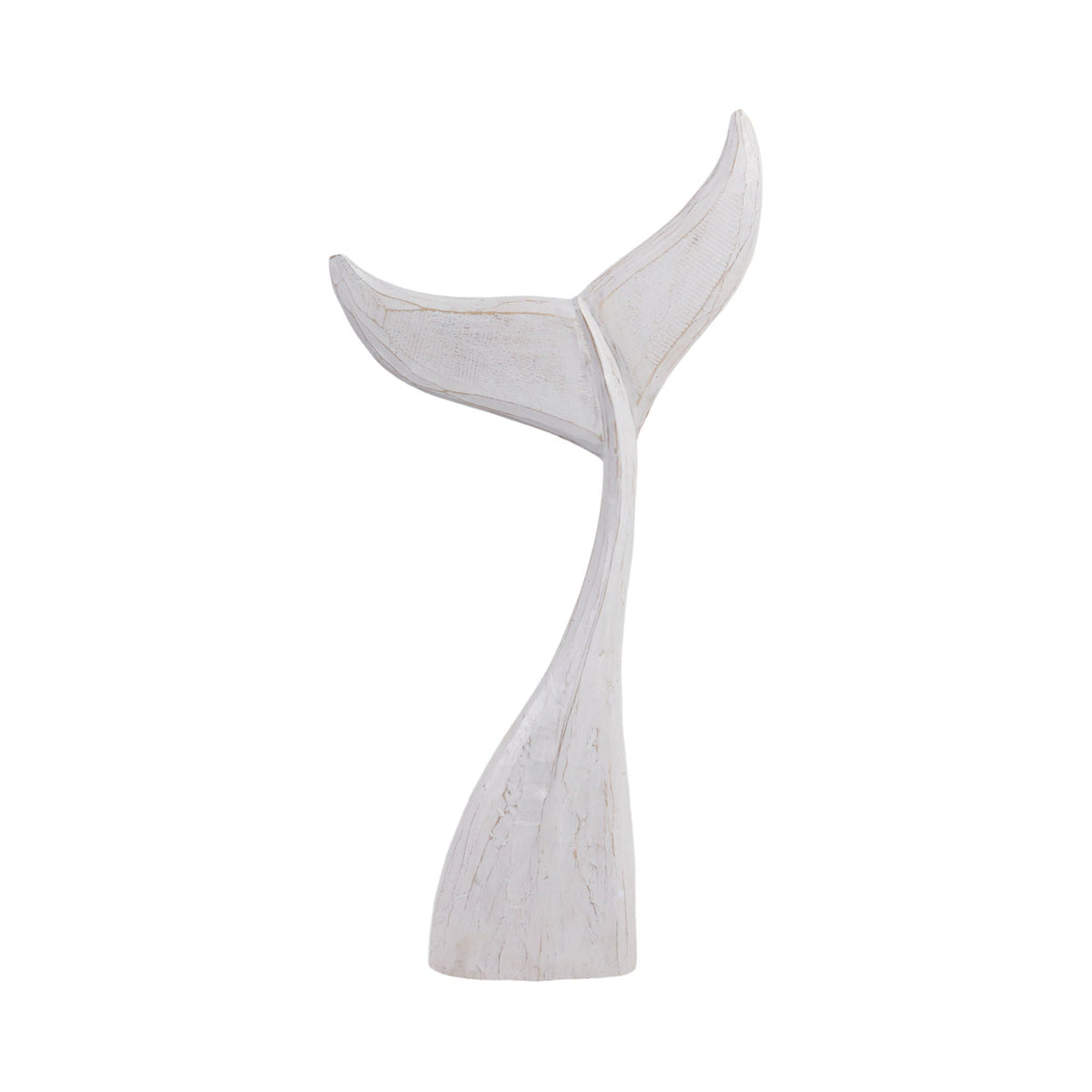 Wood Whale Tail Decor - White