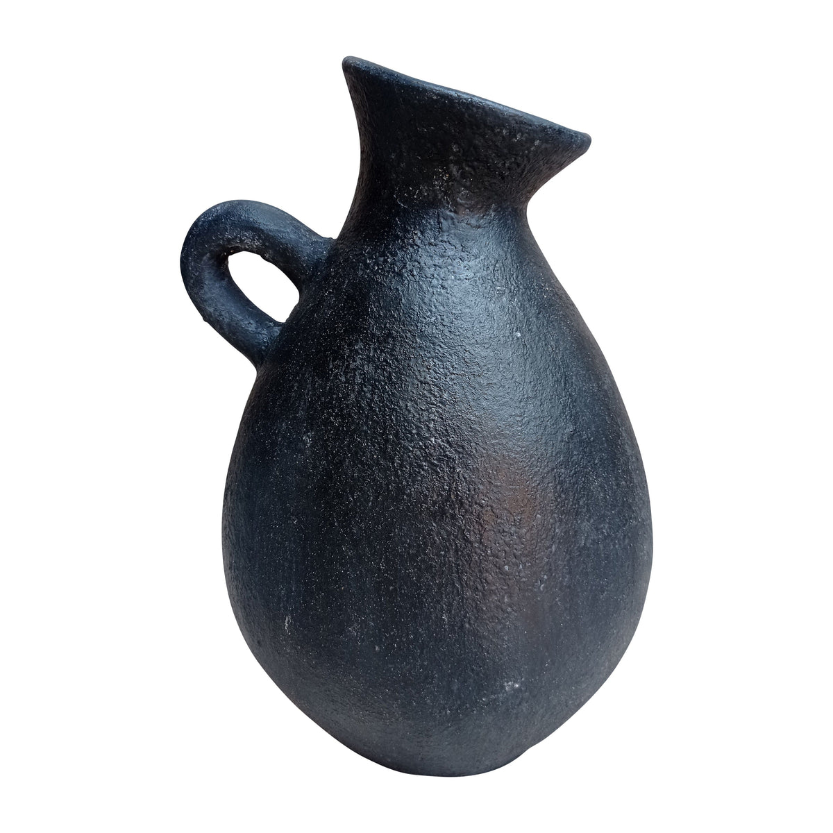 Terracotta 19" Organic Jug With Handle - Black