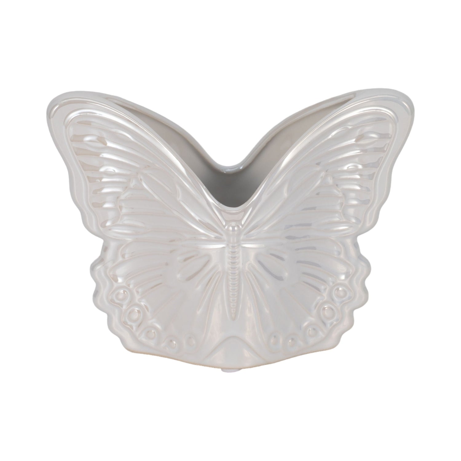 7" Iridescent Butterfly Planter - Ivory
