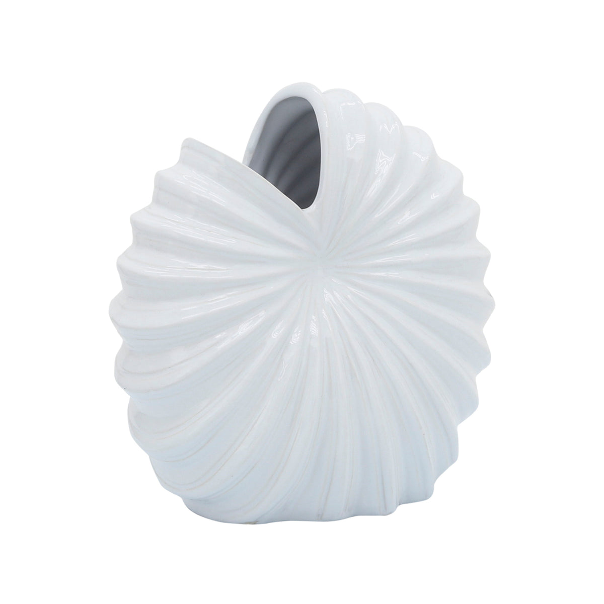 Ceramic 10" Shell Vase - White