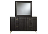8ZU582A Kentifield Solid Wood Eight Drawer Dresser In Black Drifted Oak (2024)