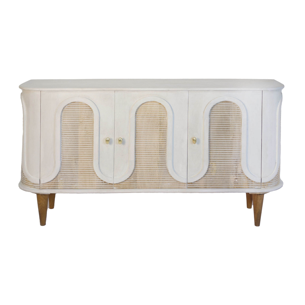Wood 60" Wave 3-Door Sideboard - Natural/White