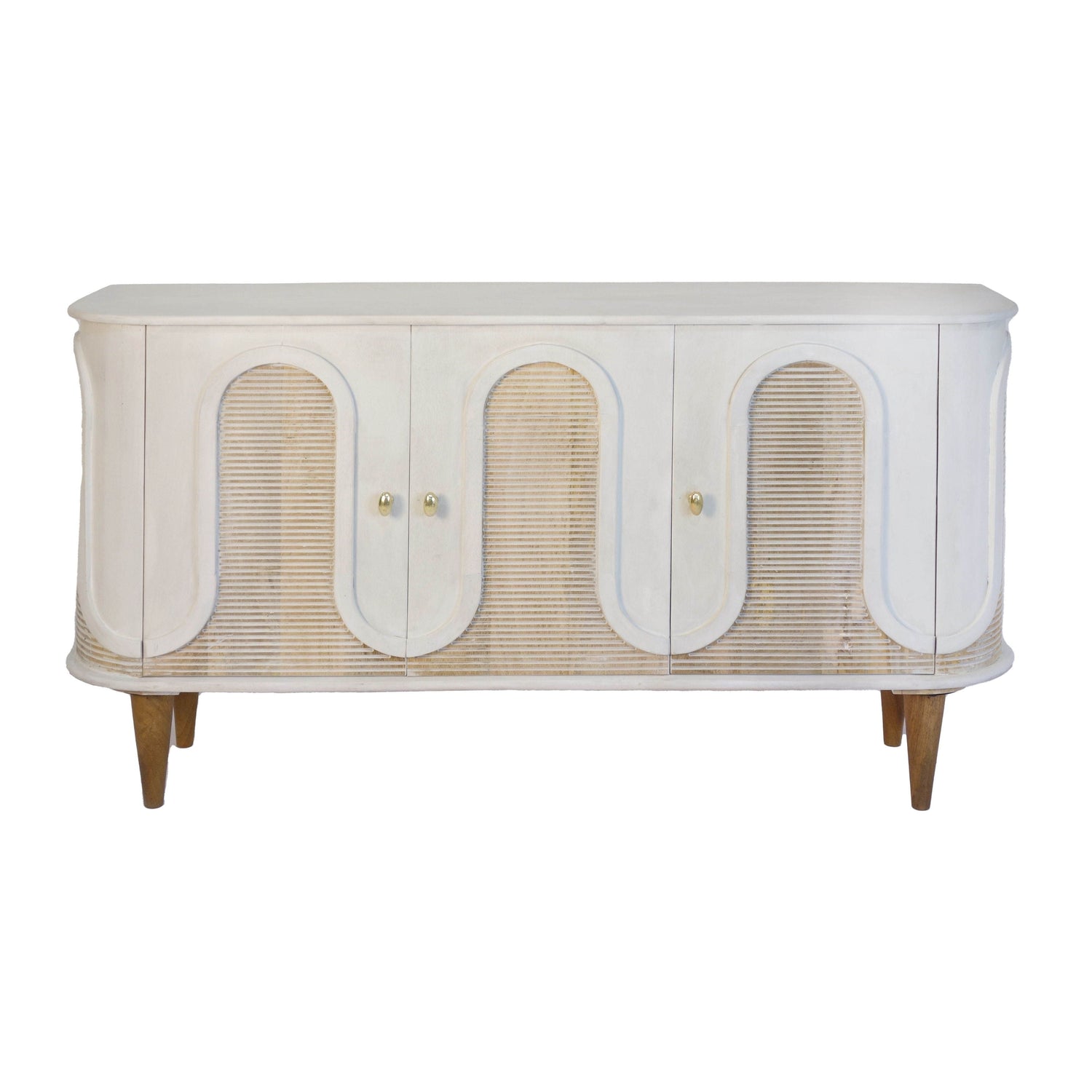 Wood 60" Wave 3-Door Sideboard - Natural/White