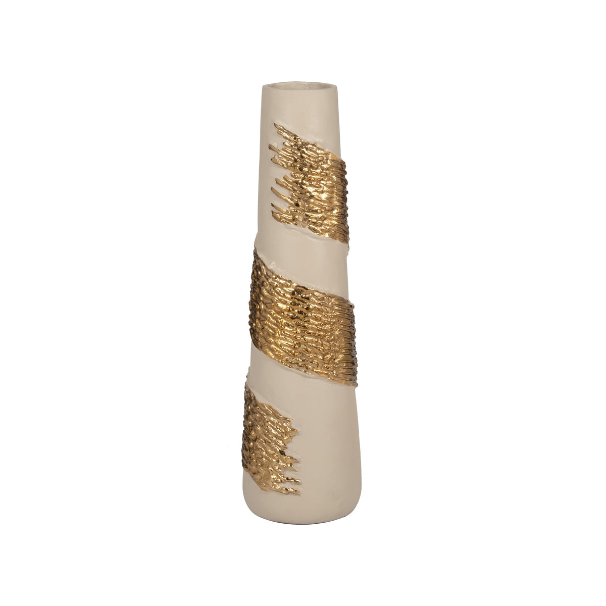 Glass 18" Aluminum Wrapped Vase - White / Gold