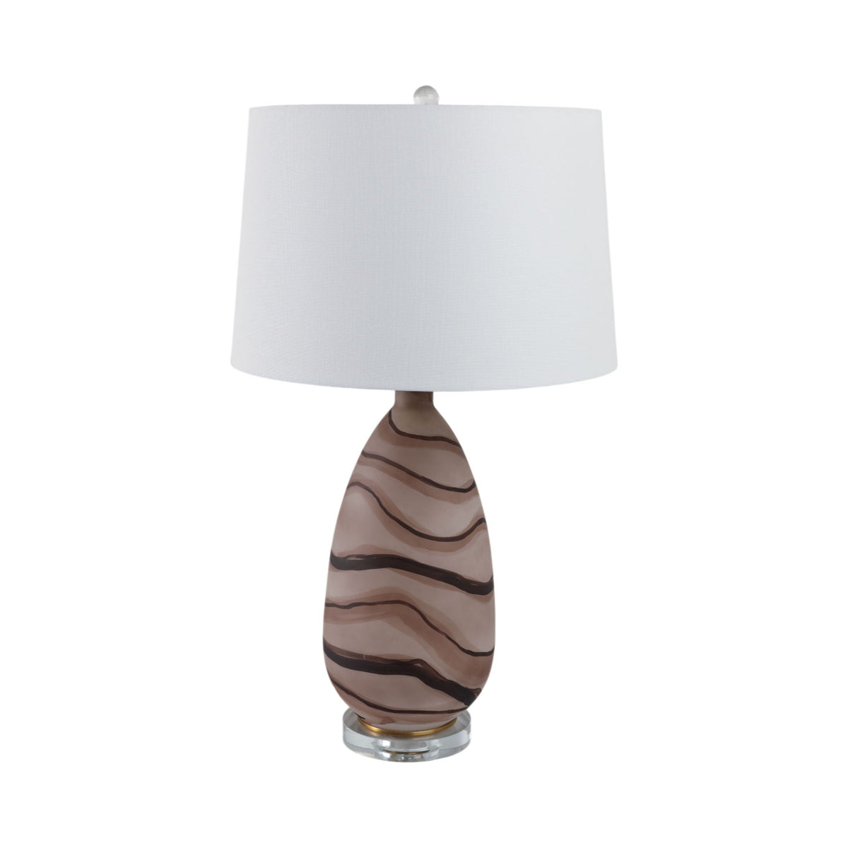 Marbled Glass Table Lamp - Light Brown / White