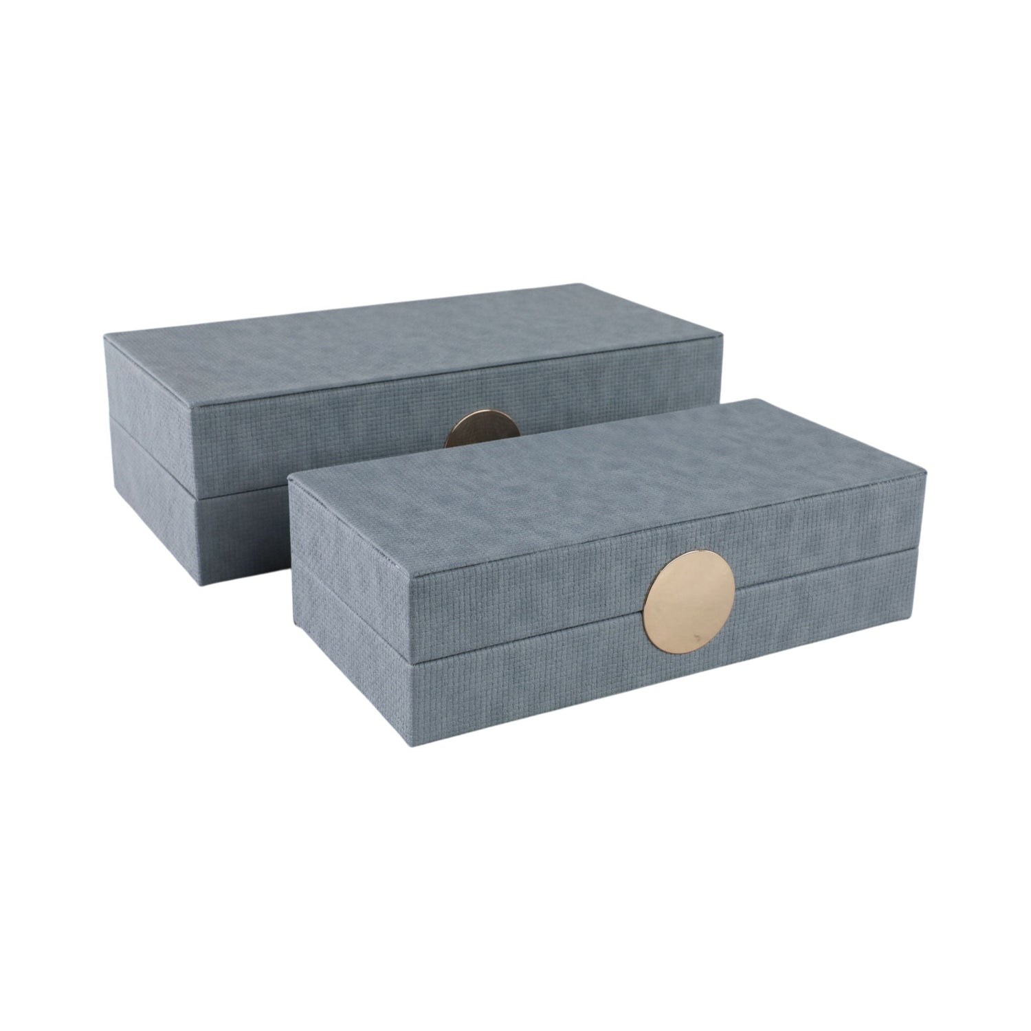 12 / 14" Rectangular Faux Leather Boxes (Set of 2) - Blue