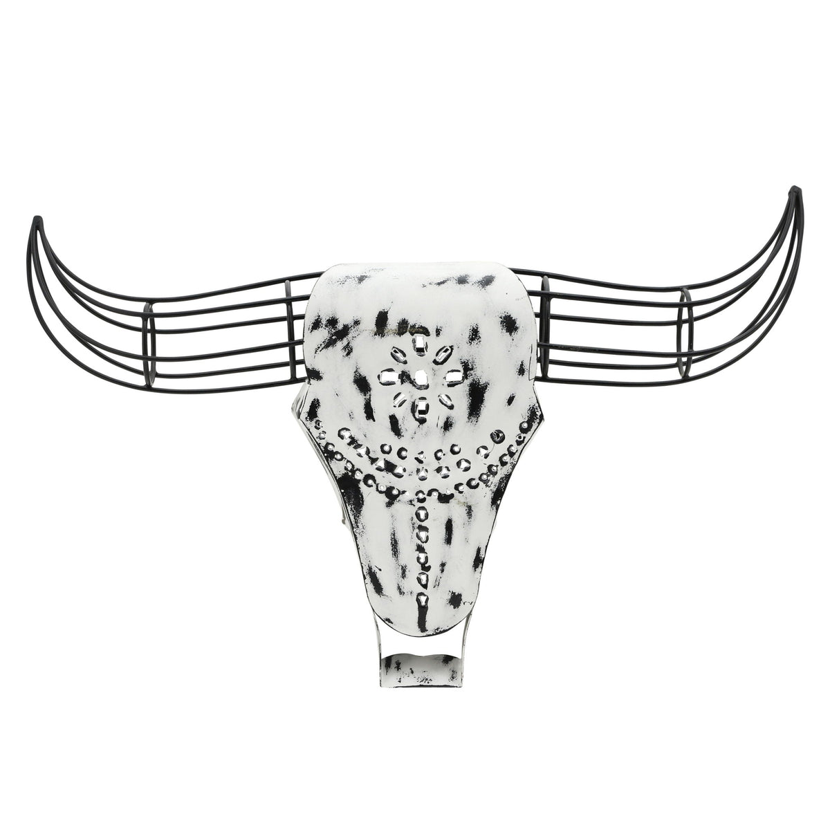 Metal Buffalo Wall Accent 12" - Black / White