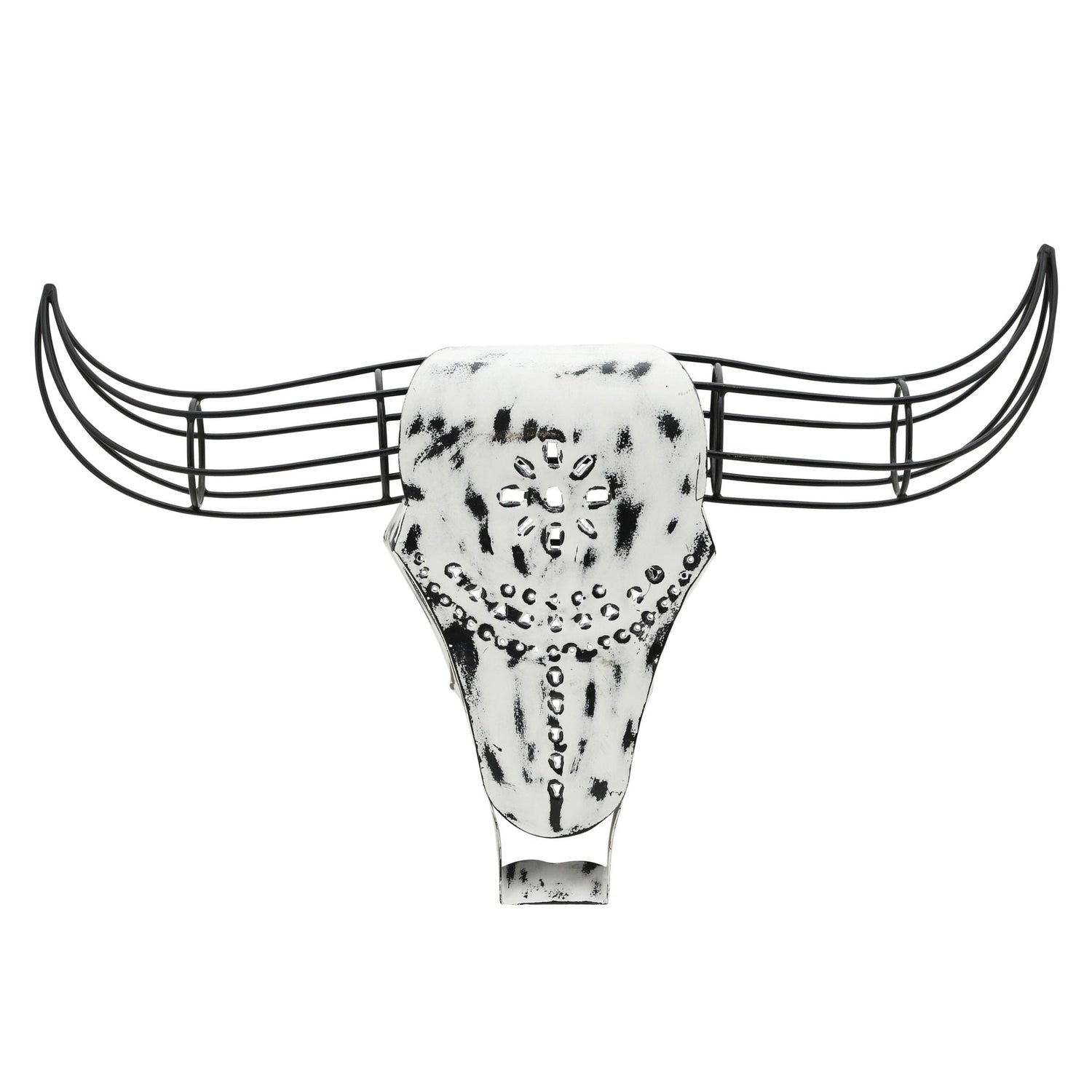 Metal Buffalo Wall Accent 12" - Black / White
