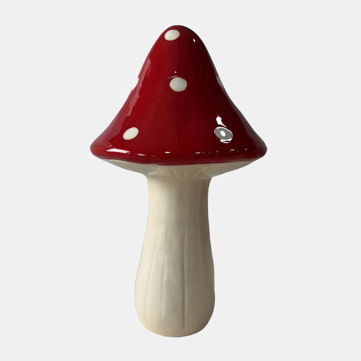 8" White Dot Fairy Mushroom - Red / White