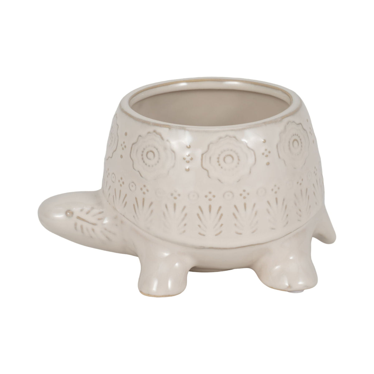 7" Turtle Planter - White