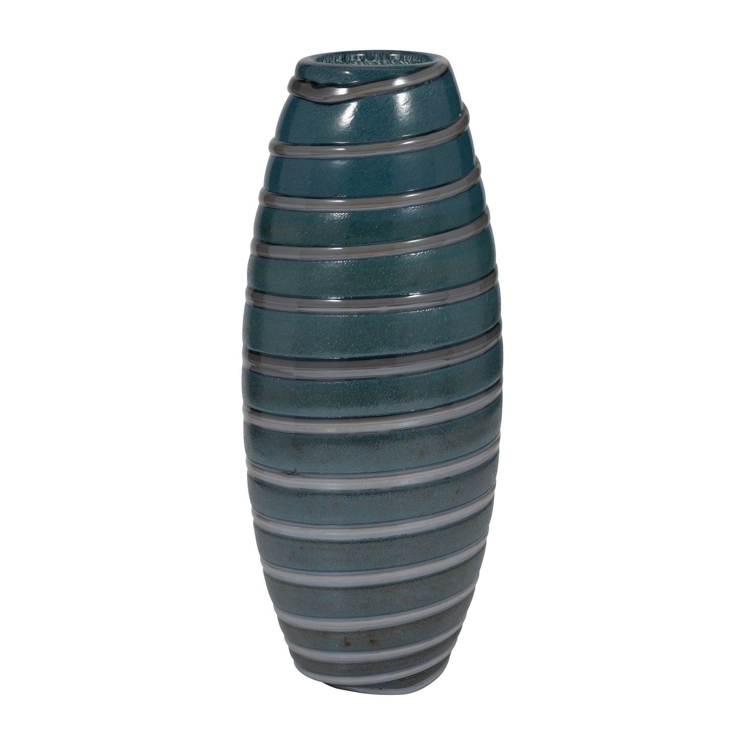 15" Santiago Striped Vase - Blue