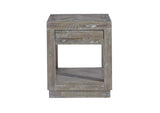 5QS322 Herringbone Solid Wood One Drawer End Table In Rustic Latte