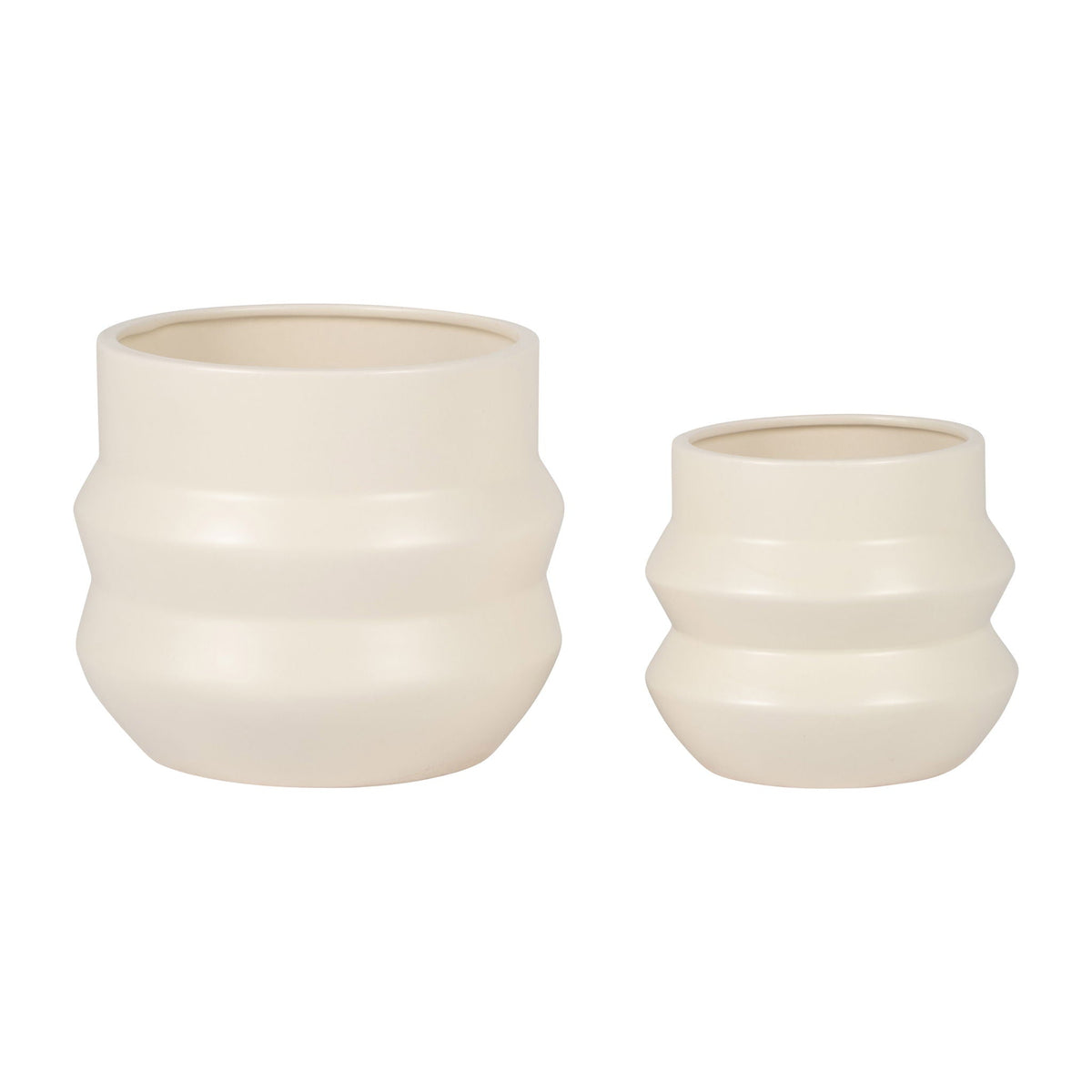Ceramic Accordion Planter 6/8" (Set of 2) - Cotton