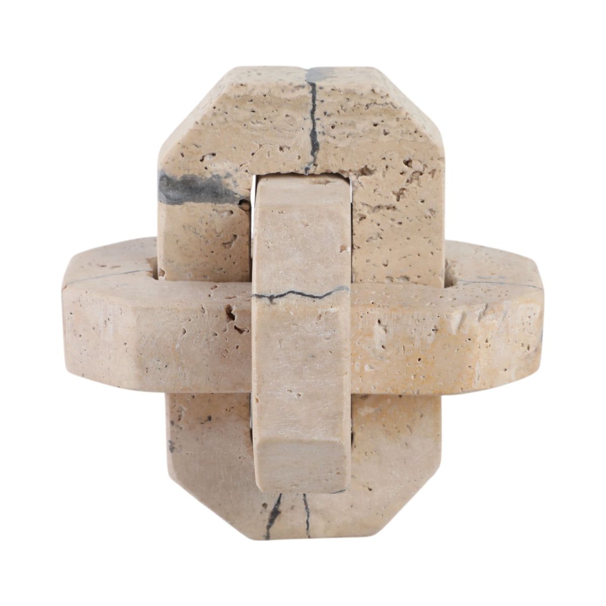 Gorda Small Crackle Travertine Knot - Ivory