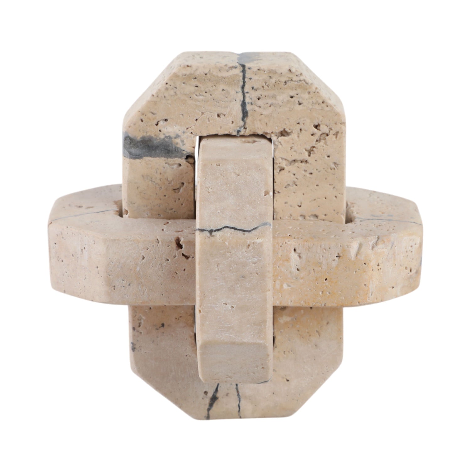 Gorda Small Crackle Travertine Knot - Ivory