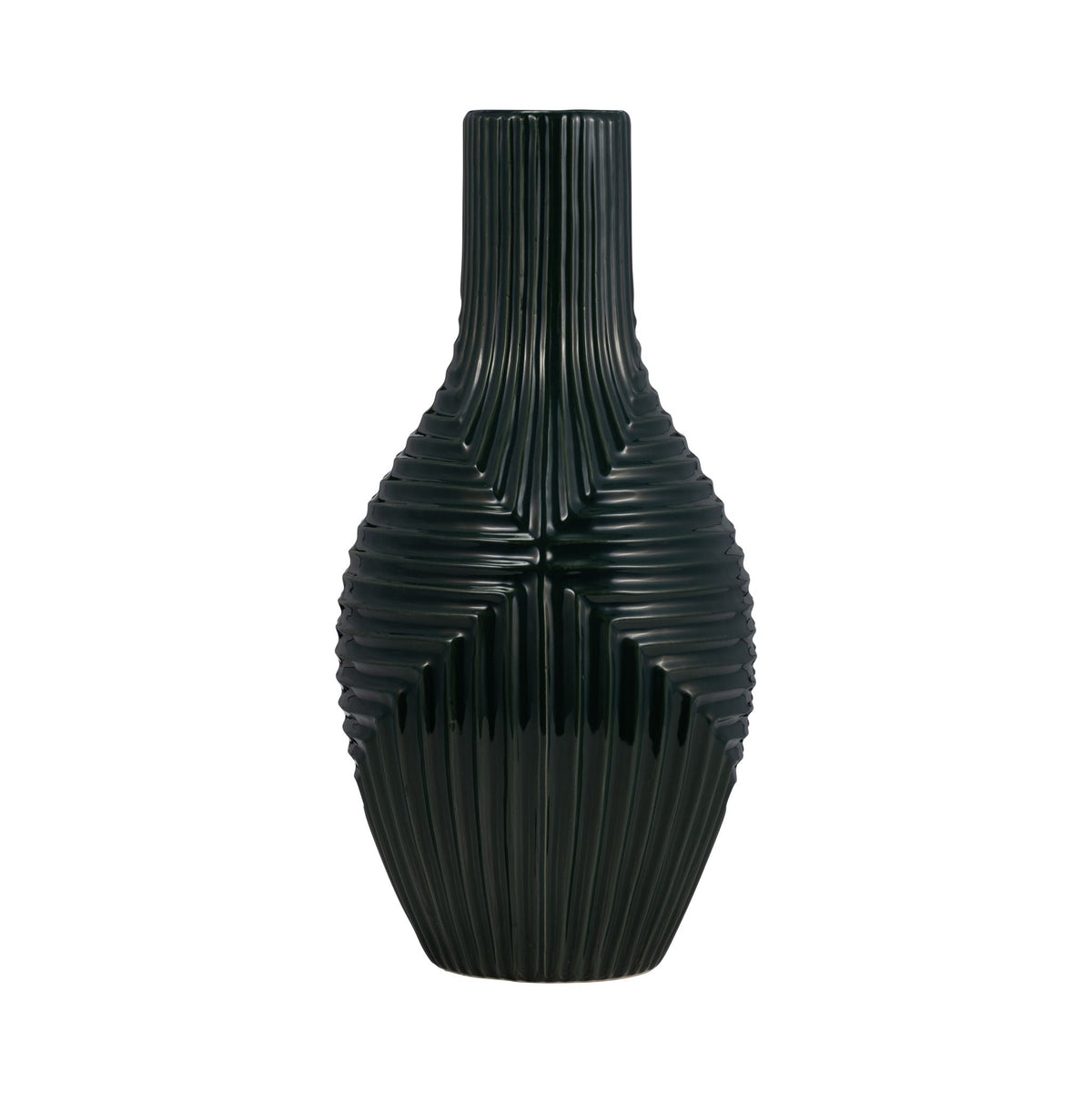 Ceramic Tribal Vase 16" - Forest Green