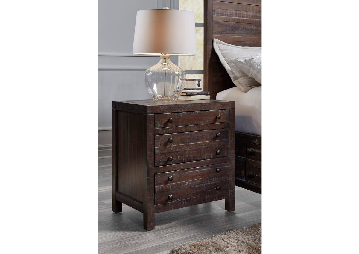 8T0681 Townsend Three Drawer Solid Wood Nightstand In Java