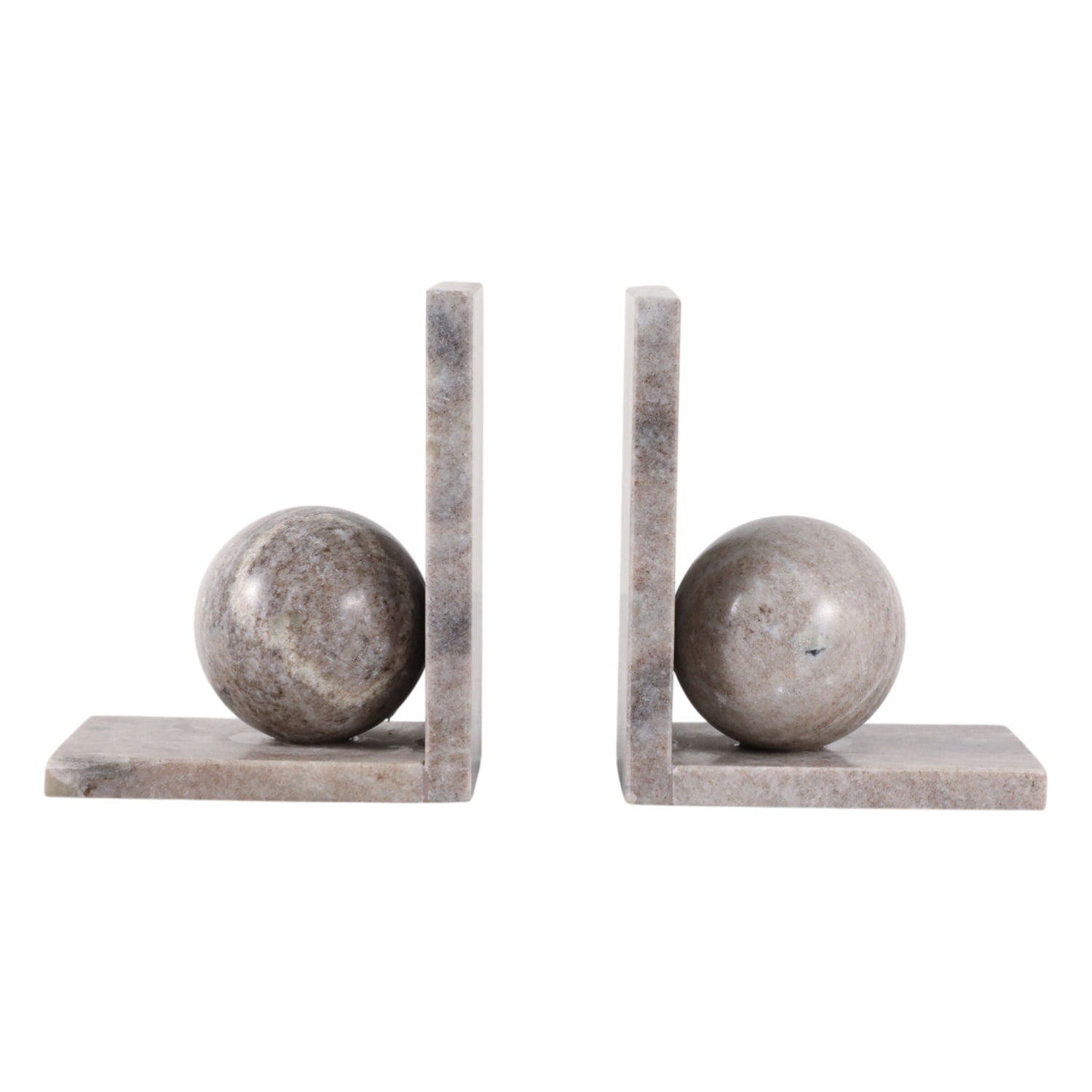 6" x 6" Morchana Ball On Base Bookends (Set of 2) - Tan
