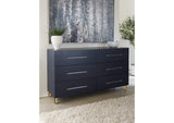 9DKB82A Argento Six Drawer Dresser In Navy Blue And Burnished Brass (2024)