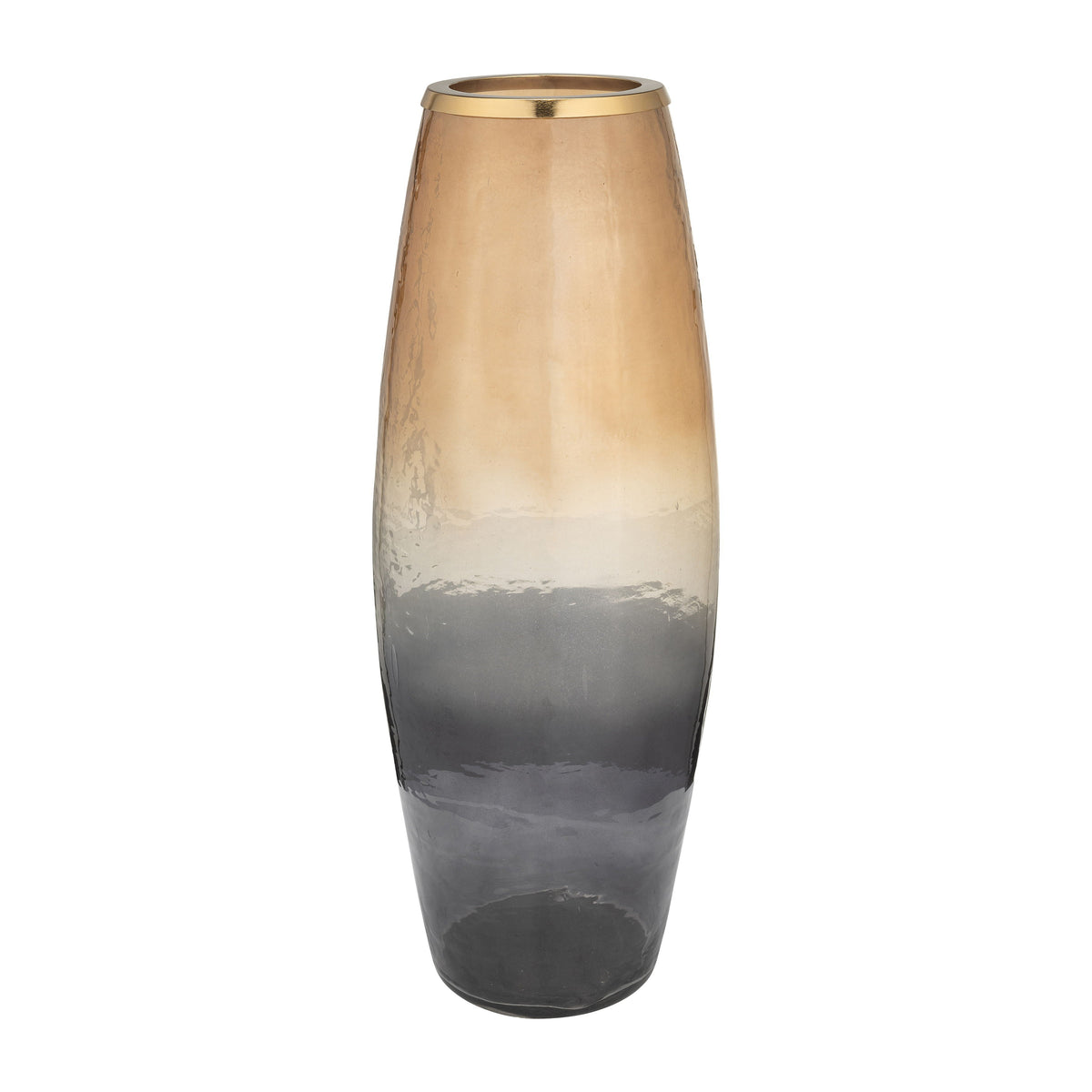 24" Glass Vase With Metal Ring Bronze