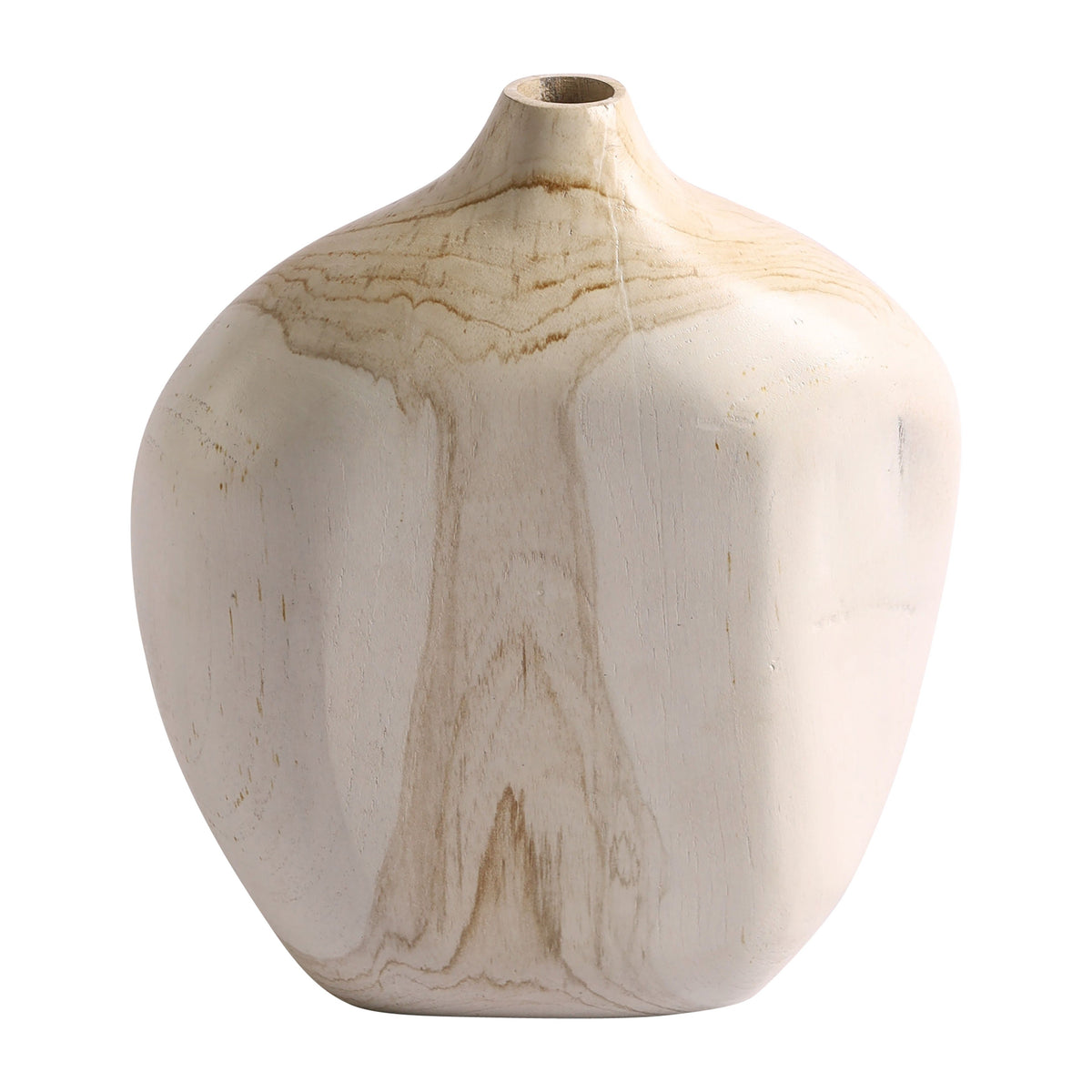 Carved Teak Wood Vase - Natural