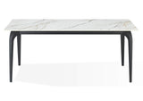 LJPM60 Nicoya Stone Top Rectangular Dining Table In Pumpkin Spice Stone And Black Metal