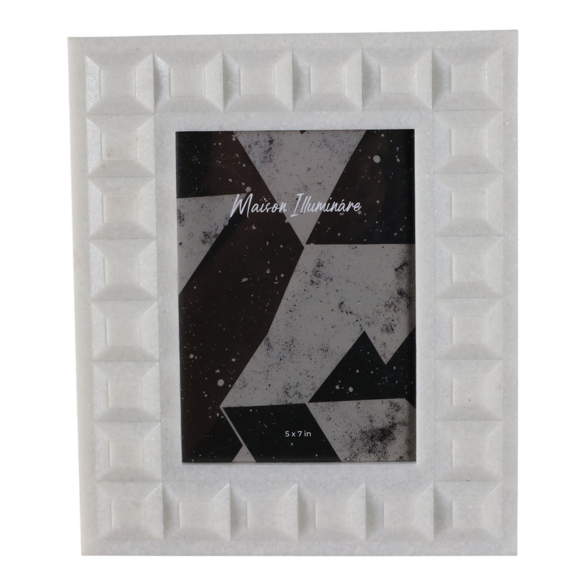 5" x 7" Block Border Quartz Resin Photo Frame - White