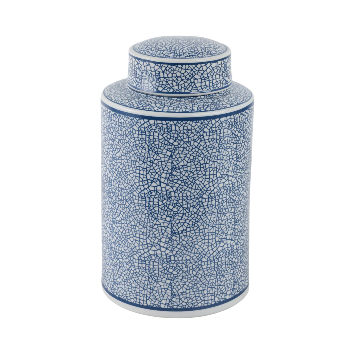 12" Ceramic Jar - Crackle Blue