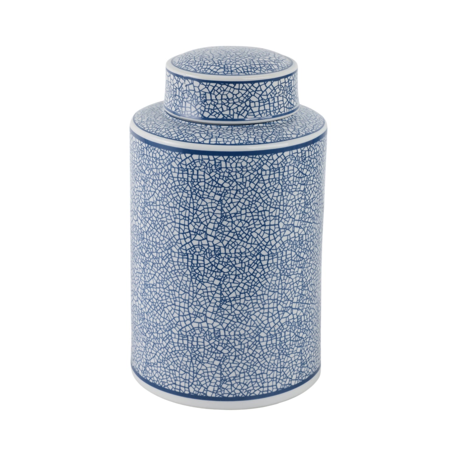 12" Ceramic Jar - Crackle Blue