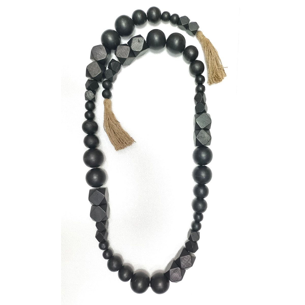 Hex & Round Bead Garland - Black