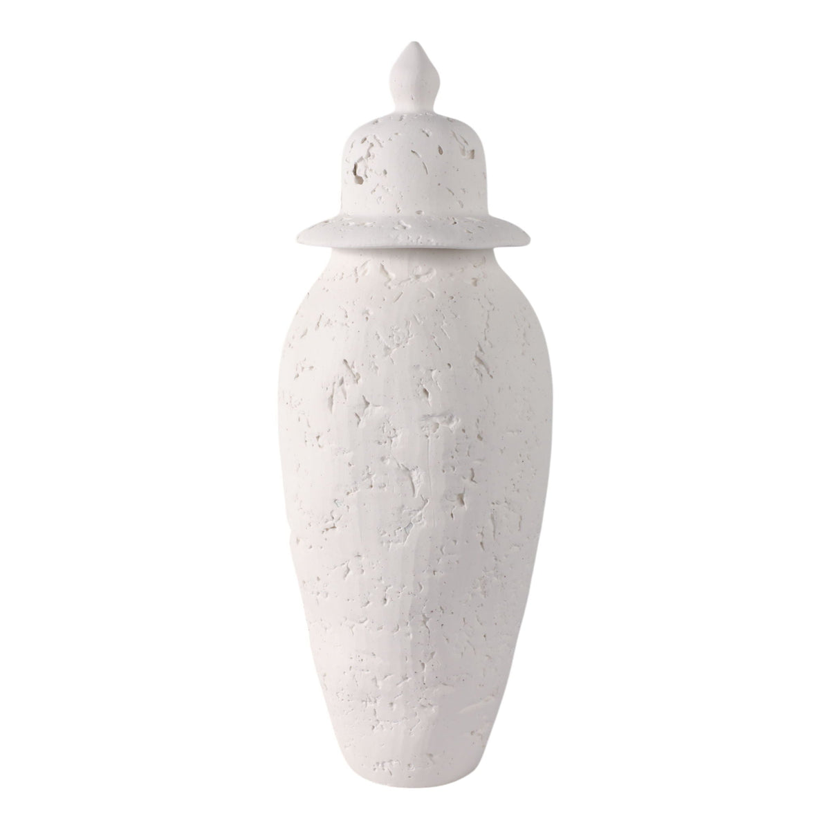Cast Stone Finish Temple Jar - White