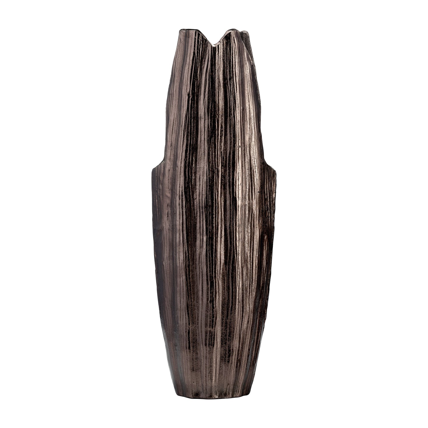 Metal Abstract Ridged Vase 24" - Black Nickel