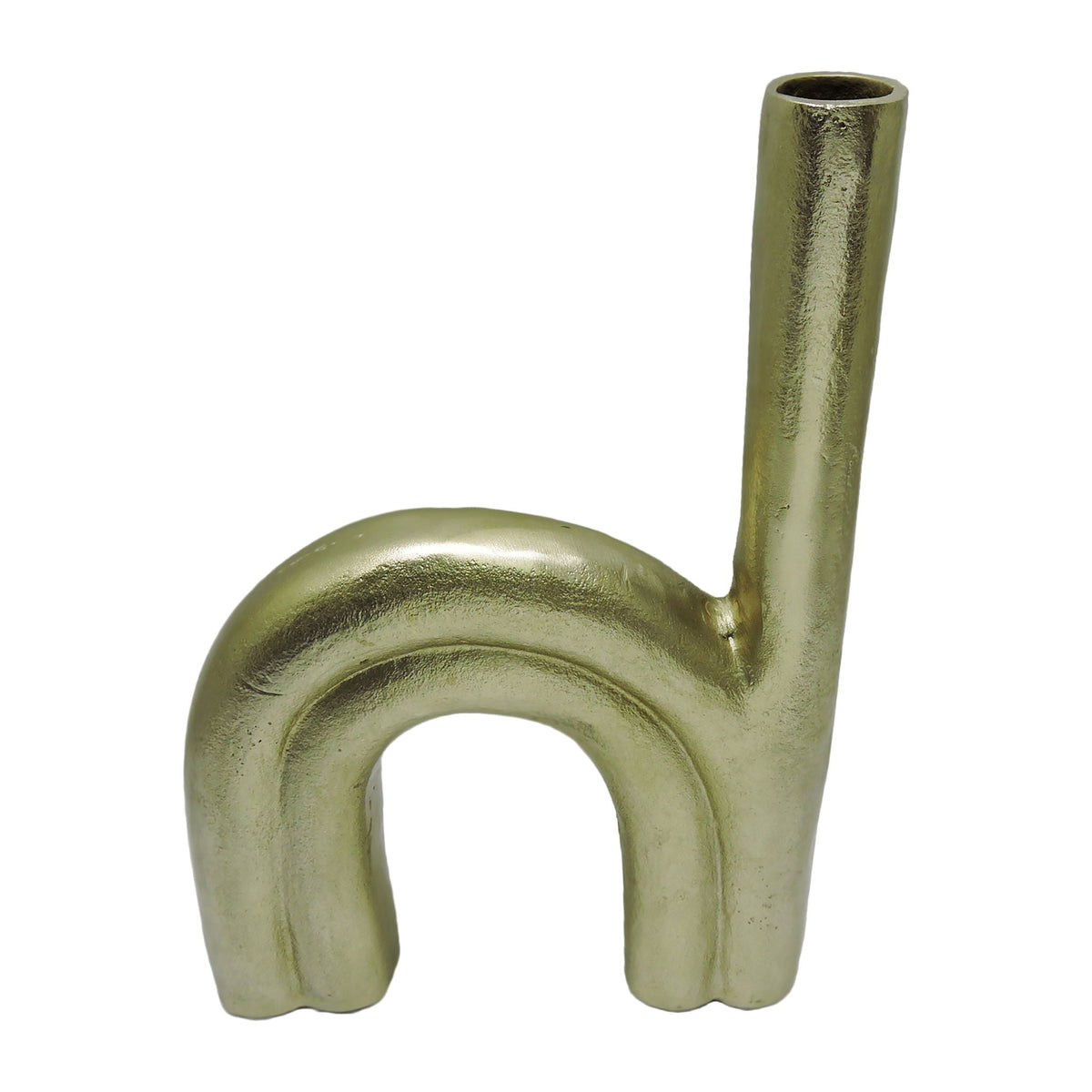 Metal 15" Double Arch Vase - Champagne