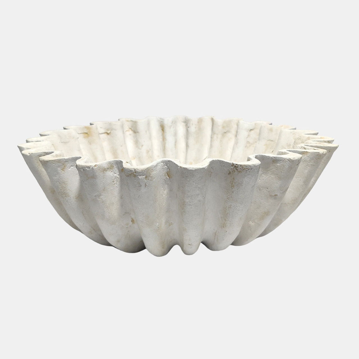 13" Fluted Paper Mache Bowl - Ivory