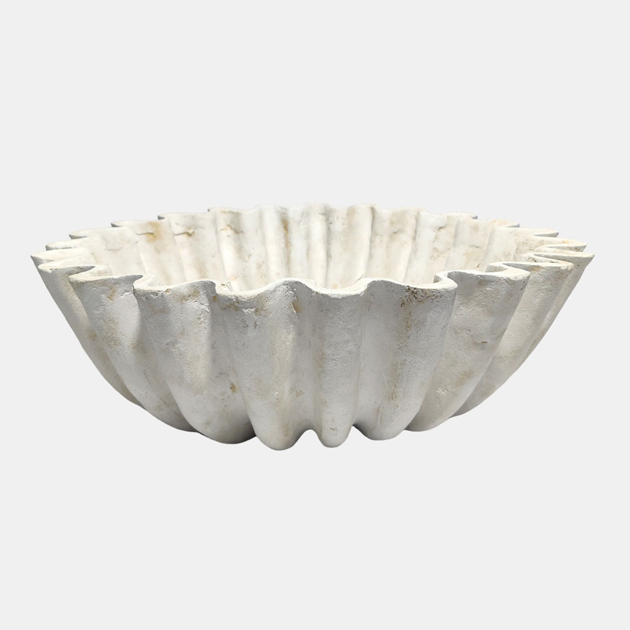 13" Fluted Paper Mache Bowl - Ivory