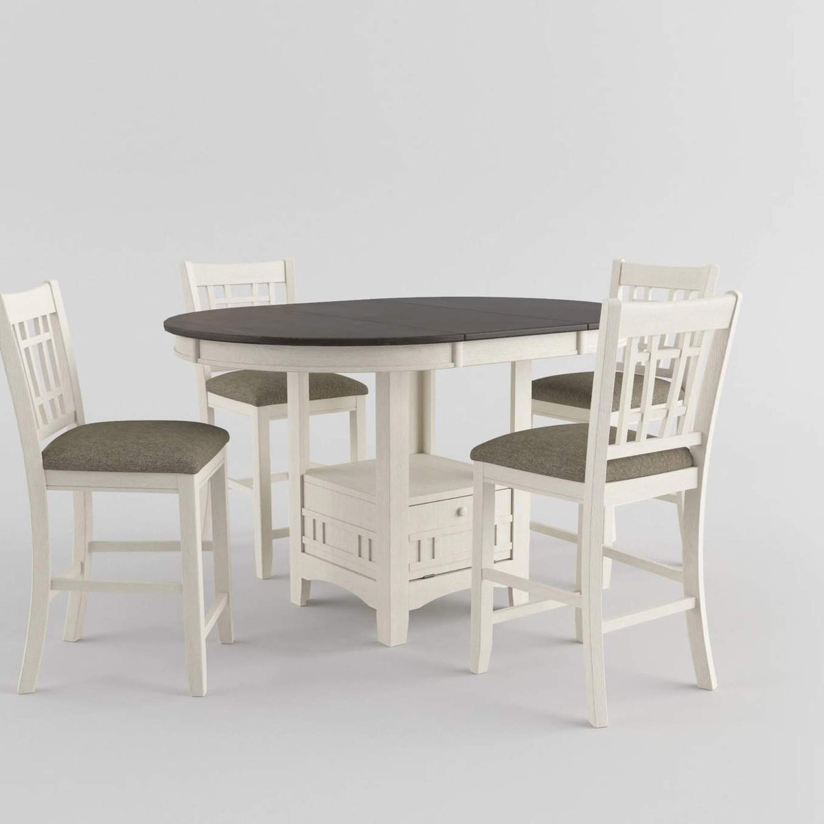 2423-36 Junipero Round / Oval Counter Height Table with Storage Base