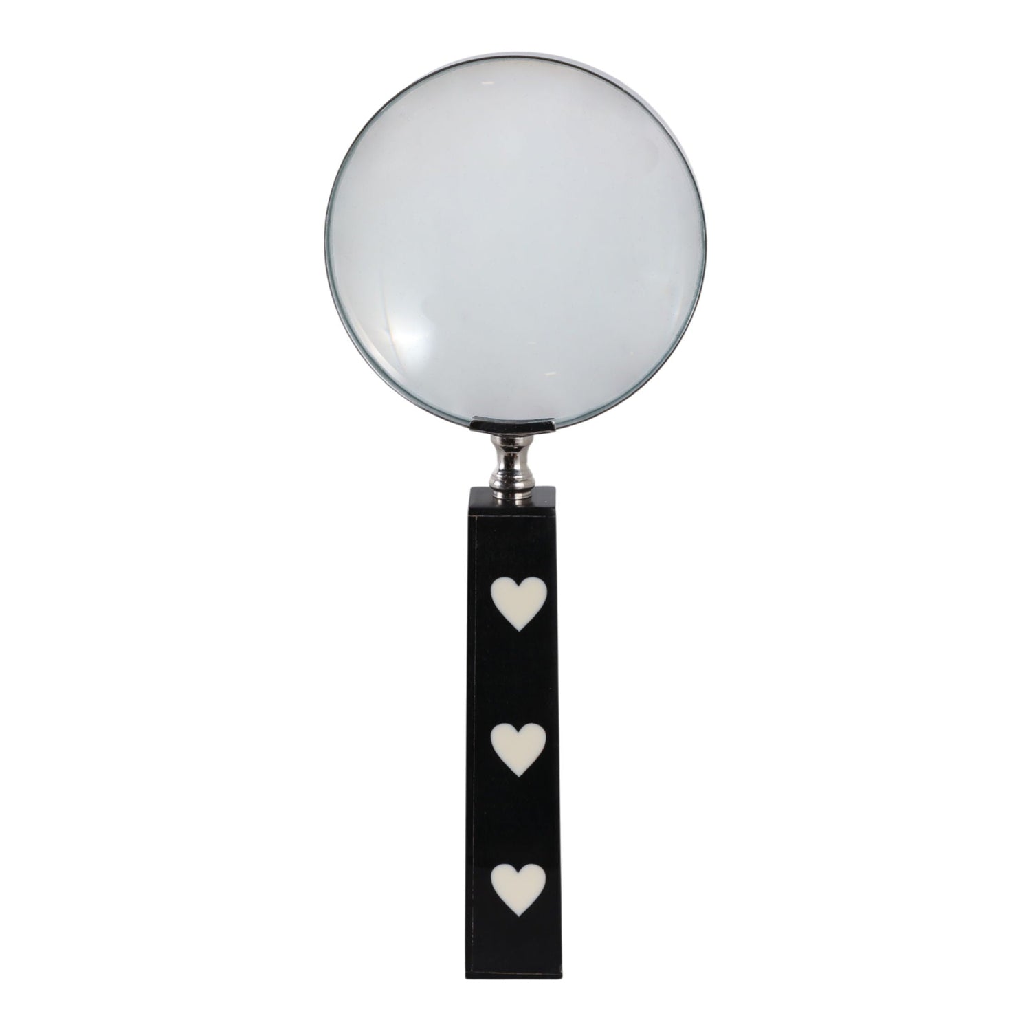 10" x 4 Hearts Handle Magnifying Glass - Black / White