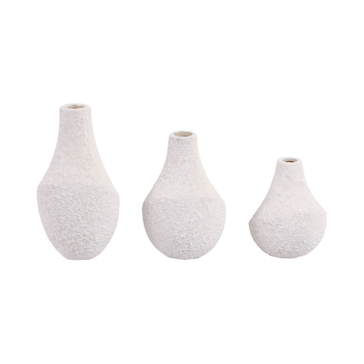 5" / 7" / 9" Klamath Ceramic Vases (Set of 3) - Cream