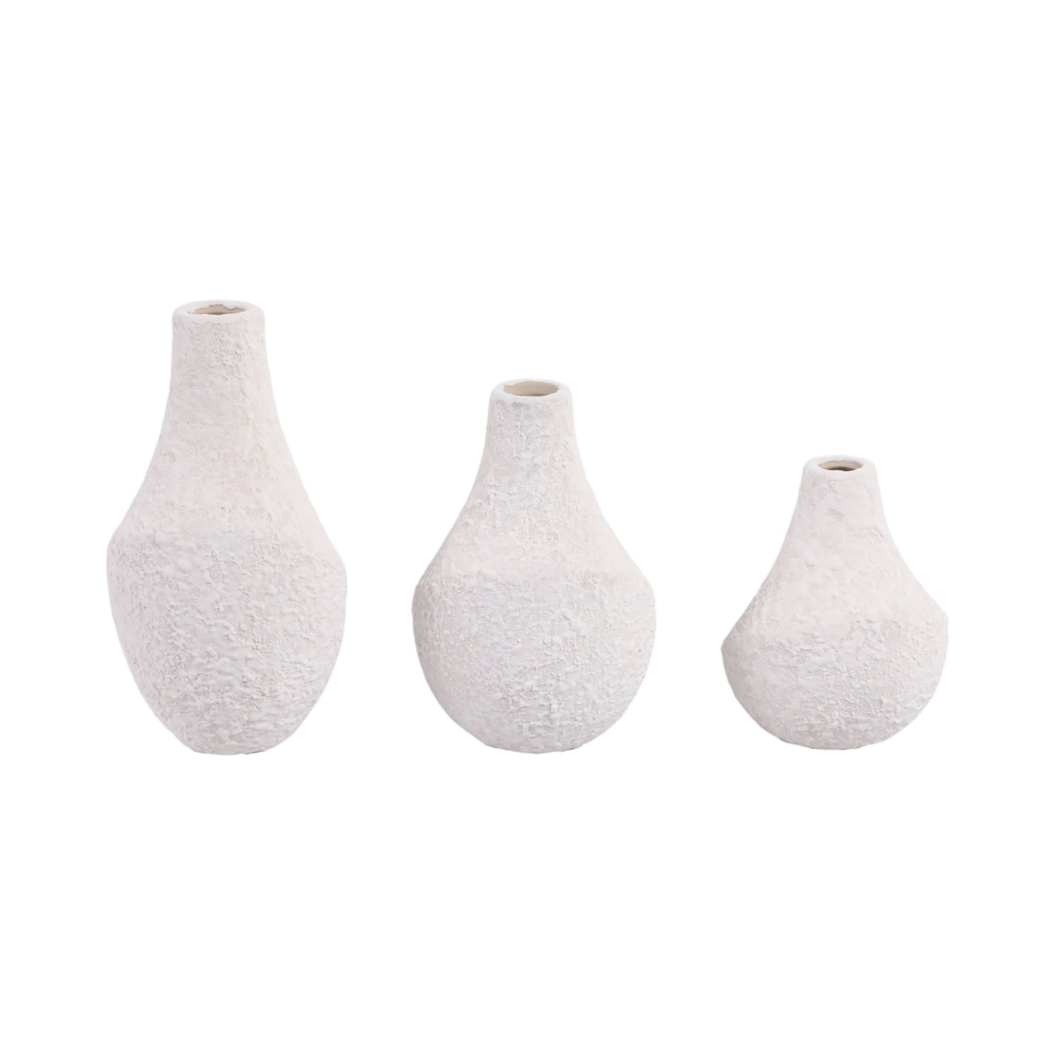 5" / 7" / 9" Klamath Ceramic Vases (Set of 3) - Cream
