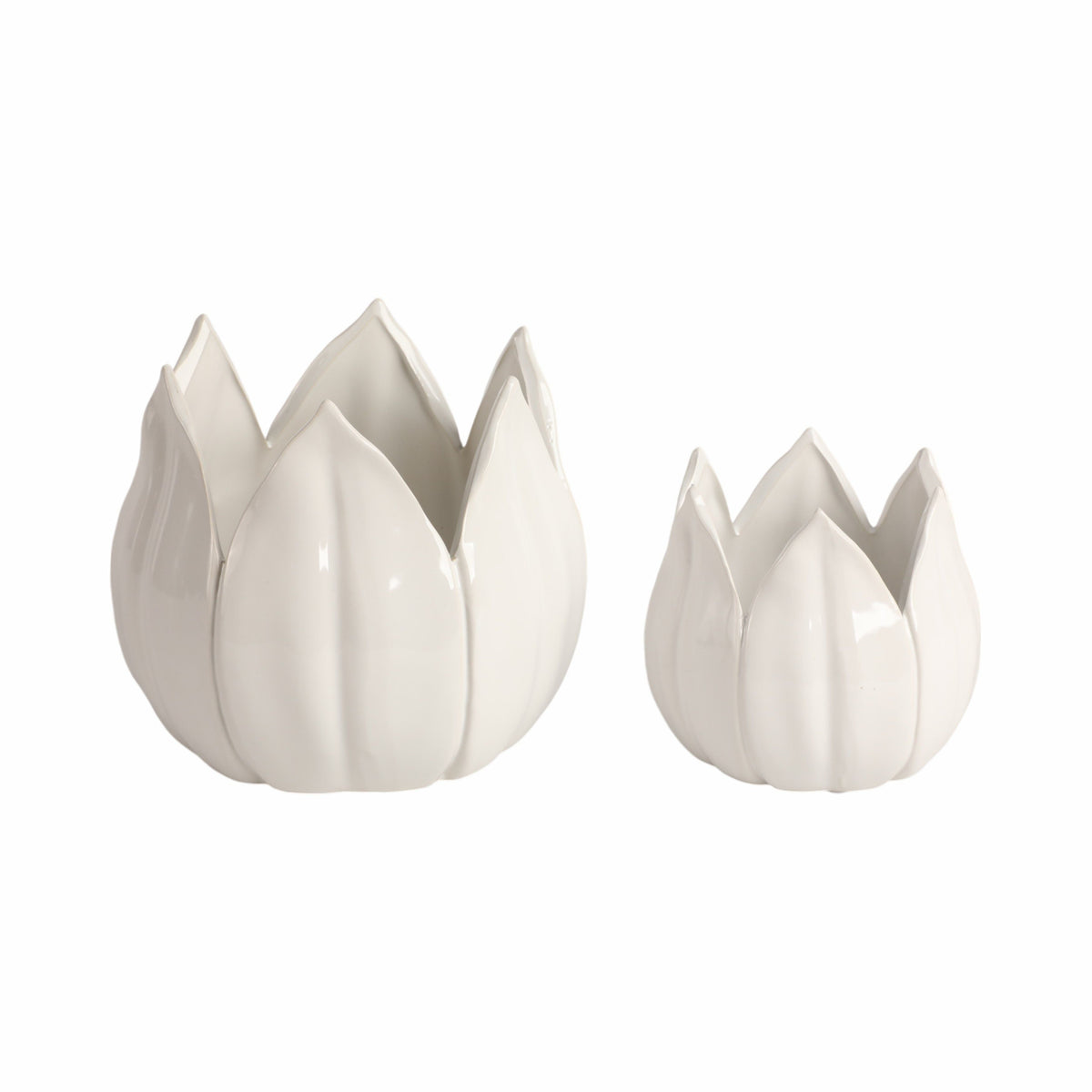 5" / 8" Petal Planters (Set of 2) - White
