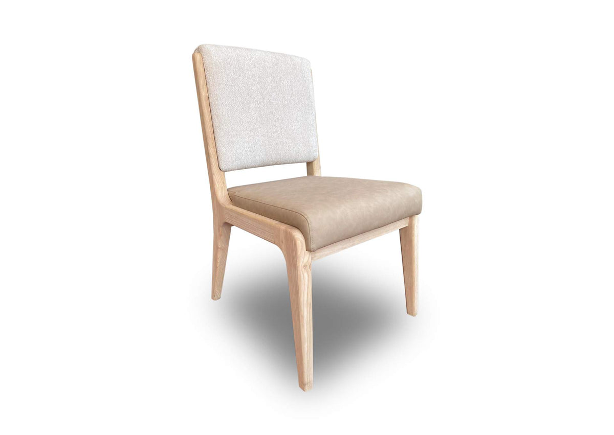 RSTP65 Zinnia Upholstered Dining Chair In White Sand, Buttermilk Leather And Dune Chenille (Set of 2)