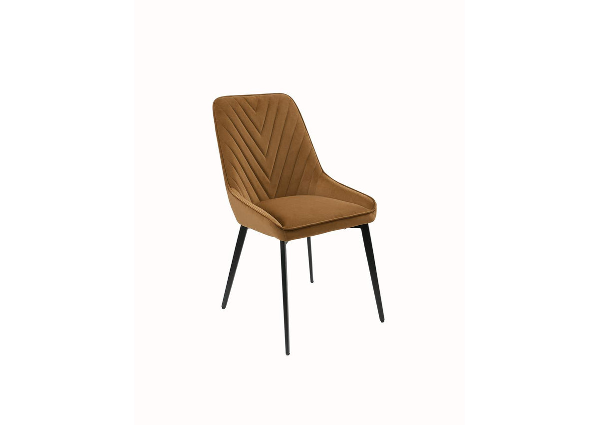 LEPJ64 Lucia Upholstered Dining Chair In Cognac Velvet And Black Metal (Set of 2)