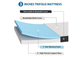 DM1003-TXL Hollyhock 3" Twin XL Tri-Fold Memory Foam Topper