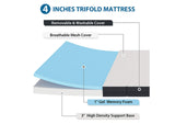DM1004-TXL Hollyhock 4" Twin XL Tri-Fold Memory Foam Topper