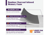 DM810-EK Nasturtium 10" E.King Bamboo Charcoal Infused Memory Foam