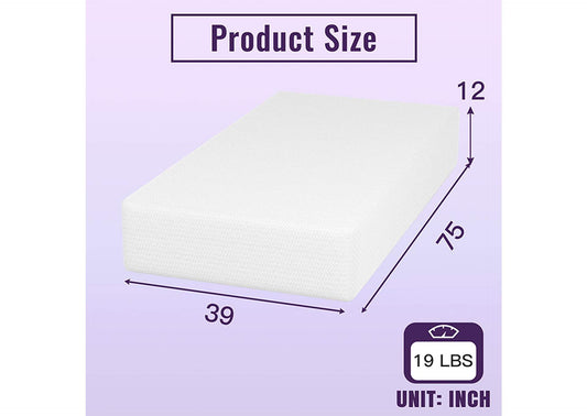 DM812-T Nasturtium 12" Twin Bamboo Charcoal Infused Memory Foam