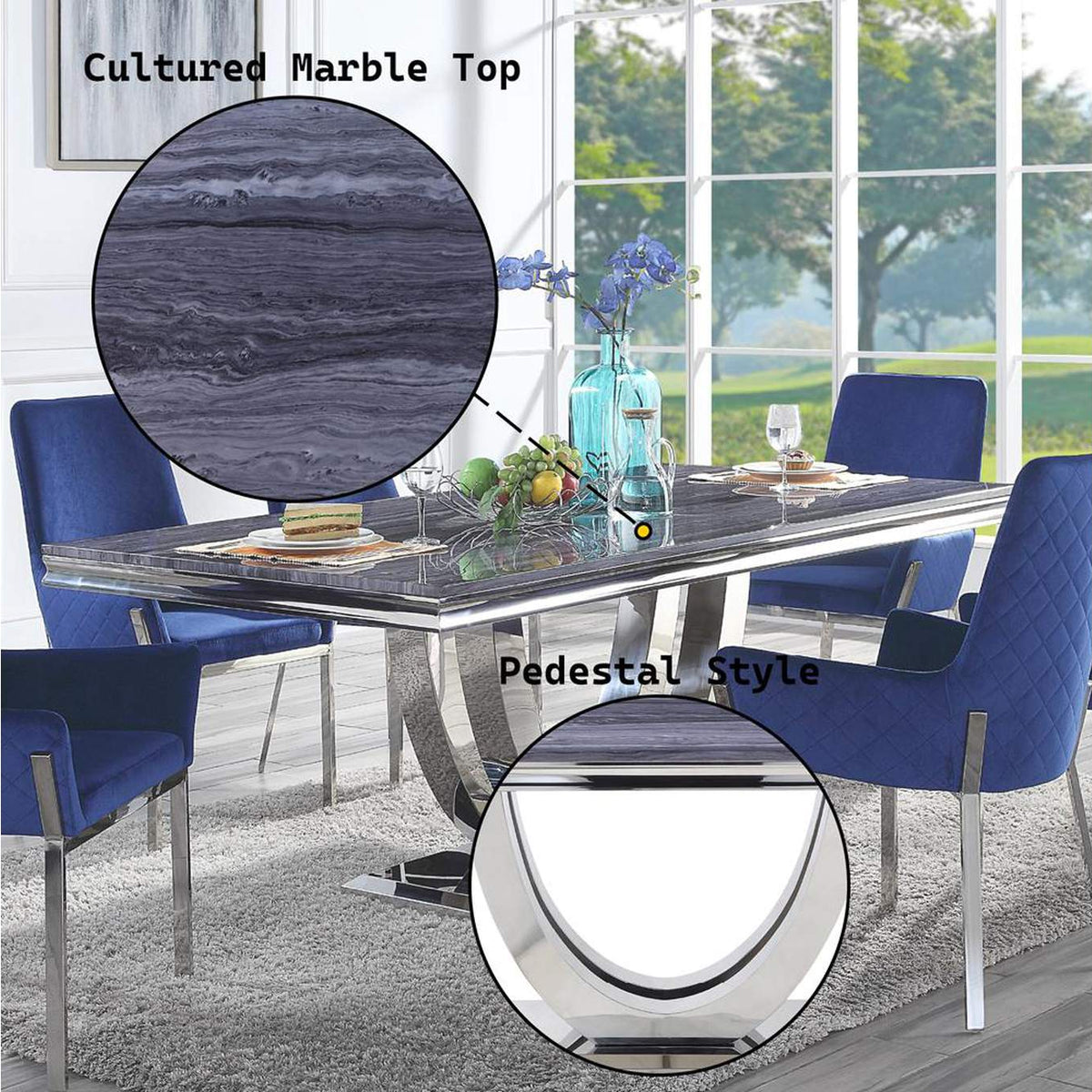 DN00221 Cambrie Dining Table with Engineered Stone Top